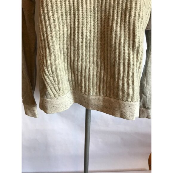 J. Crew Gray Sweater Sweatshirt W/ 100% Wool Cable Knit Front Panel, Size Small - Picture 3 of 12